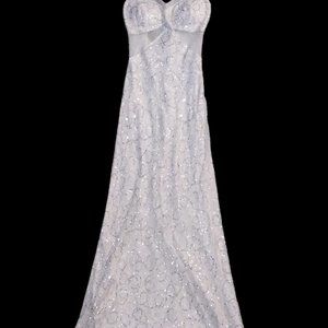 LADIES WHITE SCALA SPECIAL OCCASION SEQUINS DRESS